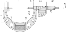 Technical Image of digital micrometer ip65, inch/metric 10-11", with output .