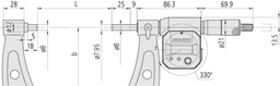 Technical Image of digital micrometer, inch/metric 19-20" .