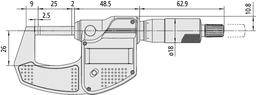 Technical Image of digital micrometer 0-25mm, w/o data output .