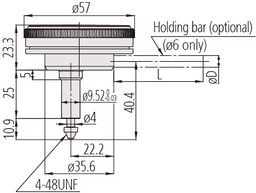 Technical Image of dial indicator, back plunger, agd/ansi 0,04",0,0005", one revo., shockproof .