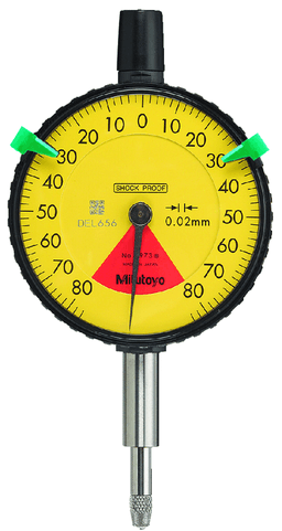 Image of dial indicator, flat back 1,6mm,0,2, , one revo., dust/shockproof .