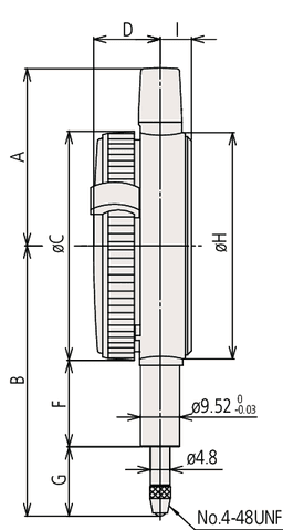 Technical Image of dial indicator, flat back, agd/ansi 0,02",0,0005", one revo., dust/shockpr. .