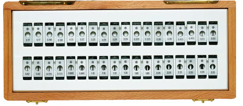 Image of 3-wire thread measuring set 18 pairs, for d= 6,35mm spindle .
