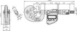 Technical Image of digital 3 flute v-anvil micrometer 0,05-0,6" .