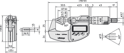 Technical Image of digital 3 flute v-anvil micrometer 0,4-1" .