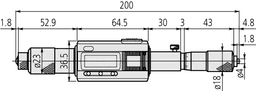 Technical Image of digital tubular inside micrometer (rod) inch/metric, 8-60", ip65, incl. 7 rods .