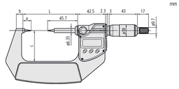 Technical Image of digital point micrometer ip65 inch/metric, 0-1", 30° tip .