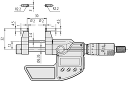 Technical Image of digital inside microm. caliper type inch/metric,0,44563,2" .