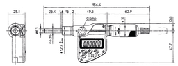 Technical Image of digital micrometer head, ip65 0-1", flat spindle, clamp nut,0,5" stem .