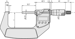 Technical Image of digital tube micrometer, spherical anvil inch/metric, 1-2", ip65 .