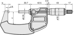 Technical Image of digital tube microm. sph. anvil/spindle inch/metric, 2-3", ip65 .