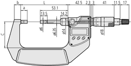 Technical Image of digital blade micrometer, blade=0,75mm inch/metric, 0-1" .