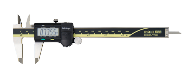 Image of digital abs aos caliper inch/metric, 0-6", blade, thumb r., outp. .