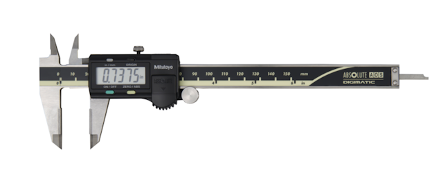 Image of digital abs aos caliper, id/od carb. ja. inch/metric, 0-6", blade, thumb r., outp .
