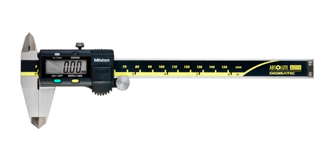 Image of digital abs aos caliper inch/metric, 0-6", rod, thumb r., outp. .