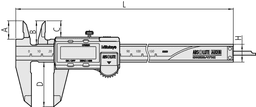 Technical Image of digital abs aos caliper 0-150mm, rod, data output .