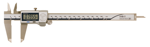 Image of digital abs caliper coolantproof ip67 inch/metric, 0-8", thumb ro., w/o output .