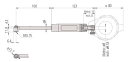 Technical Image of 2-point inside measuring instrument bore gauge,0,44568,4",0,0001" .