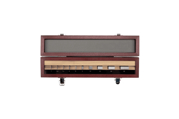 Image of gauge block set, metric, ins. cert., iso 10 blocks, grade 0, steel .