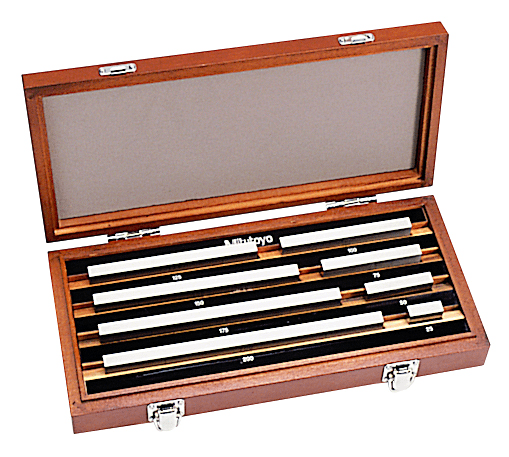Image of gauge block set, metric, ins. cert., iso 8 blocks, grade 0, steel .
