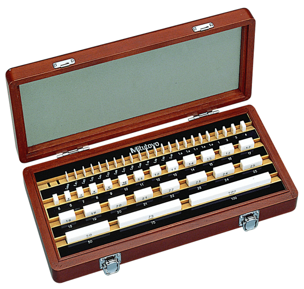 Image of gauge block set, metric, ins. cert., iso 47 blocks, grade 0, ceramic .