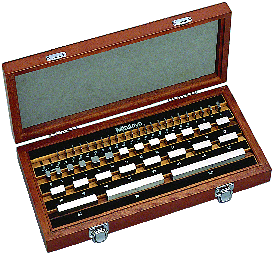 Image of gauge block set, metric, ins. cert., iso 47 blocks, grade 0, steel .