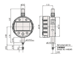 Technical Image of digital indicator calculation, ansi/agd inch/metric,0,5",0,00005", flat back .