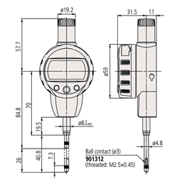 Technical Image of digital indicator id-c inch/metric, 1",0,0005", flat back .