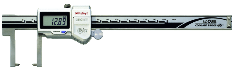 Image of digital abs neck point jaw caliper 0-150mm, ip67, thumb roller .