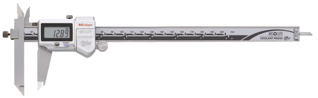 Image of digital abs offset caliper, ip67 inch/metric, 0-8", thumb roller .