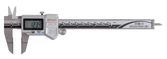 Image of digital abs blade caliper inch/metric, 0-6", ip67, thumb roller .