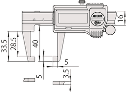 Technical Image of digital abs neck caliper inch/metric, 0-6", ip67, thumb roller .