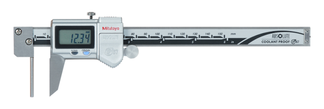 Image of digital abs tube thickness caliper inch/metric, 0-6", ip67, thumb roller .