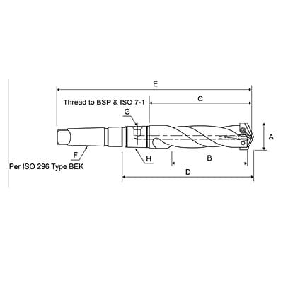 Taper Shank Spade Drill Intermediate Length