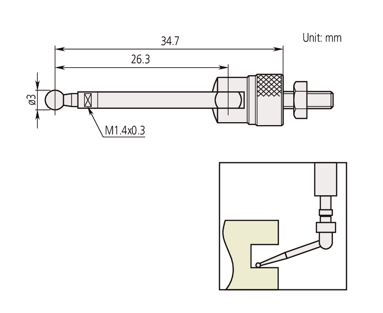 Technical Image of contact element lever point, m2,5x0,45steel, metric .