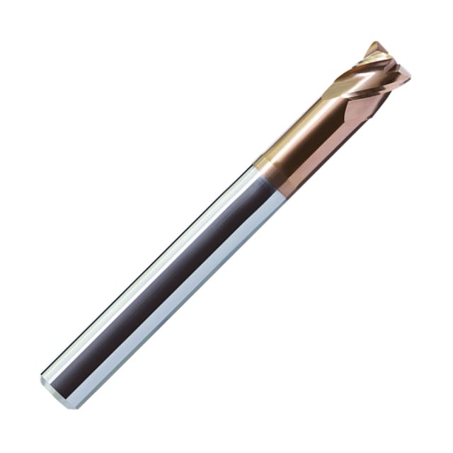 ZCC-CT 4 Flute Reduced Neck Corner Radius End Mill for Hardened Steel Machining.