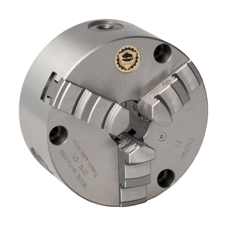 Bison 3274 3-Jaw Cast Iron Self-Centring Scroll Chuck - Front and Rear Mounting