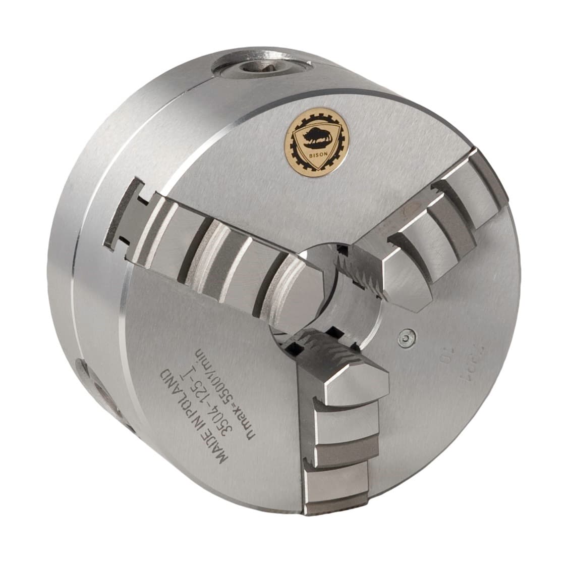 Bison 3504 3-Jaw Steel Self-Centring Scroll Chuck with Plain Back Mounting - DIN 6350