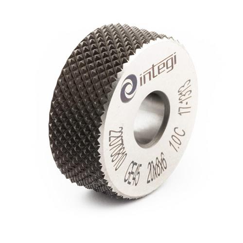 Image of 45° upwards cross form knurl with dimensions 25x12x8 from Integi