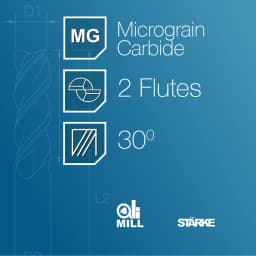 Stark Ali Mill AB382 2 flute ball nose carbide slot drill performance features.