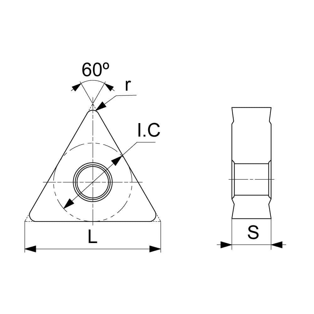 TNMG Negative Turning Insert with KF Finishing Chipbreaker (KA9000 Universal Grade) Technical Drawing