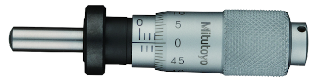 Image of micrometer head, small standard type 0-13mm, clamp nut, spherical spindle .