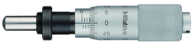 Image of micrometer head carbide-tipped 0-15mm, clamp nut, spherical spindle .