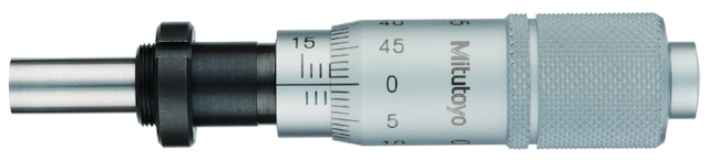 Image of micrometer head carbide-tipped 0-15mm, clamp nut, reverse reading .