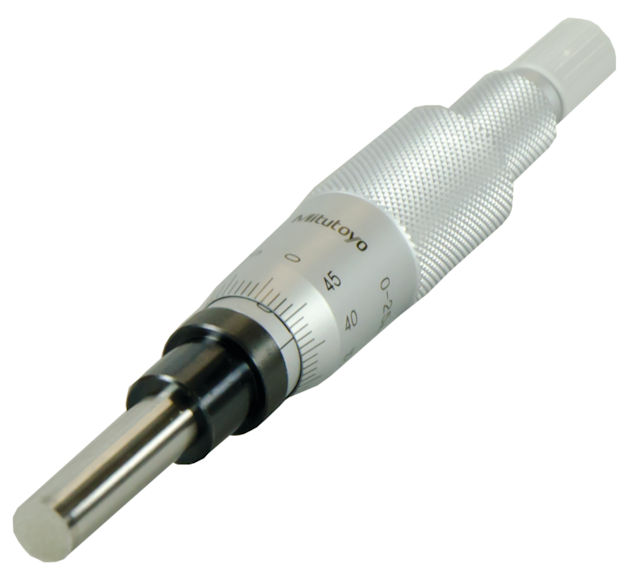 Image of micrometer head, medium-sized standard 0-1", w/o ratched stop .