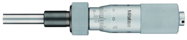 Image of micrometer head, medium-sized standard 0-25mm, spindle lock, w/o ratched stop .