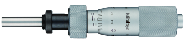 Image of micrometer head, medium-sized standard 0-25mm, cl. nut, spi. lock, w/o rat. st. .