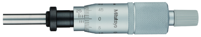 Image of micrometer head, medium-sized standard 0-25mm, clamp nut reverse reading .