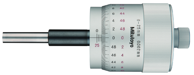 Image of micrometer head, large thimble 49mm 0-25mm, bidirectional .