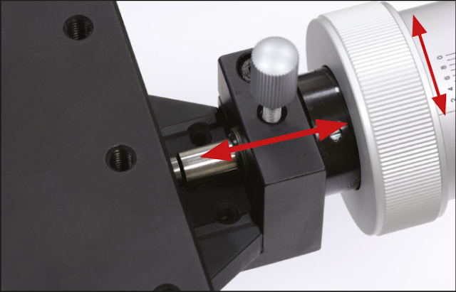 Image of micrometer head xy-stage, thimble 49mm 0-25mm, y-axis, spherical spindle .